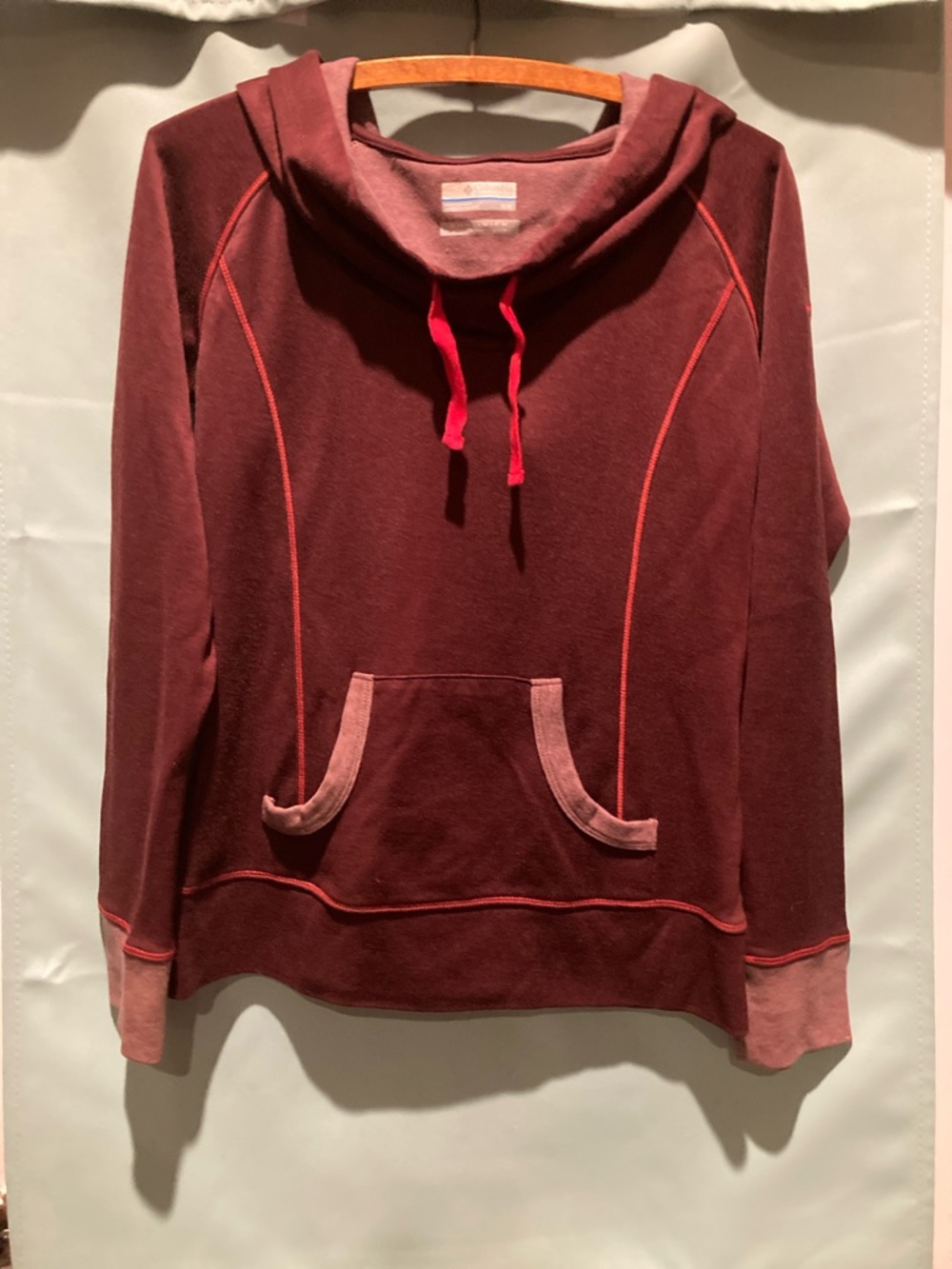 Women’s Maroon Pullover Hoodie with Red Trim